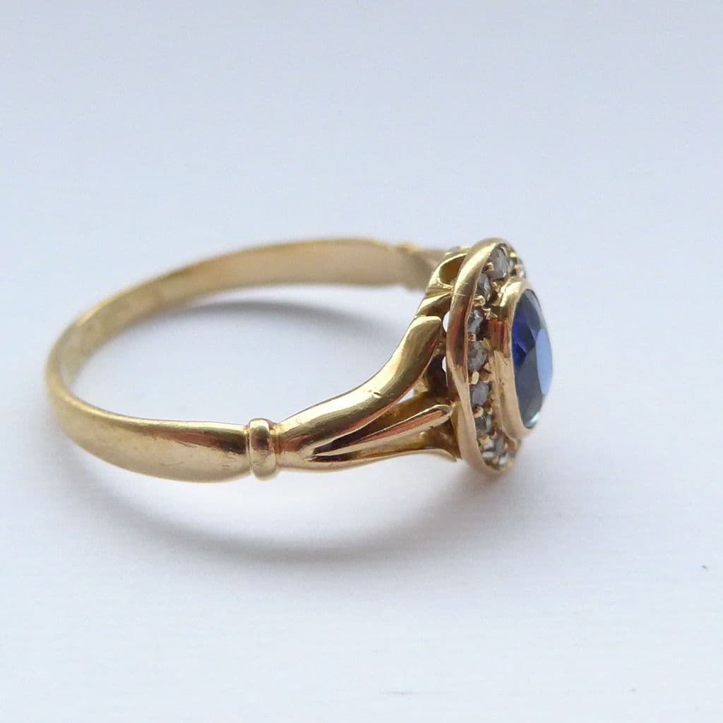 Sold Vintage Sapphire And Diamond Engagement Ring 18ct Gold Edwardian Chester 1909